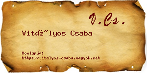 Vitályos Csaba névjegykártya