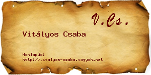 Vitályos Csaba névjegykártya